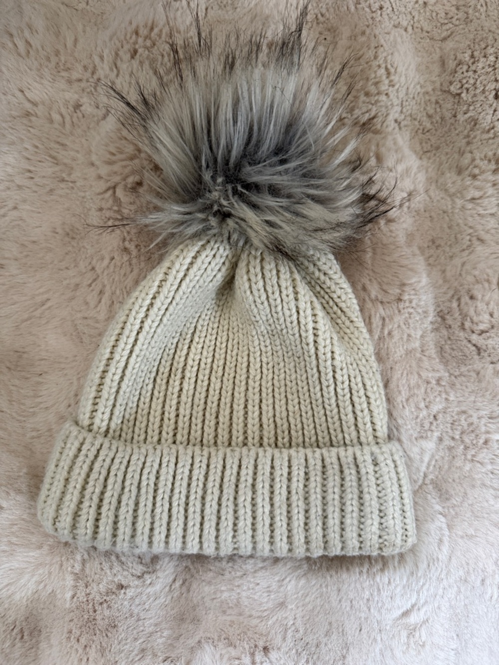 Cozy Cream Knit Pom Beanie